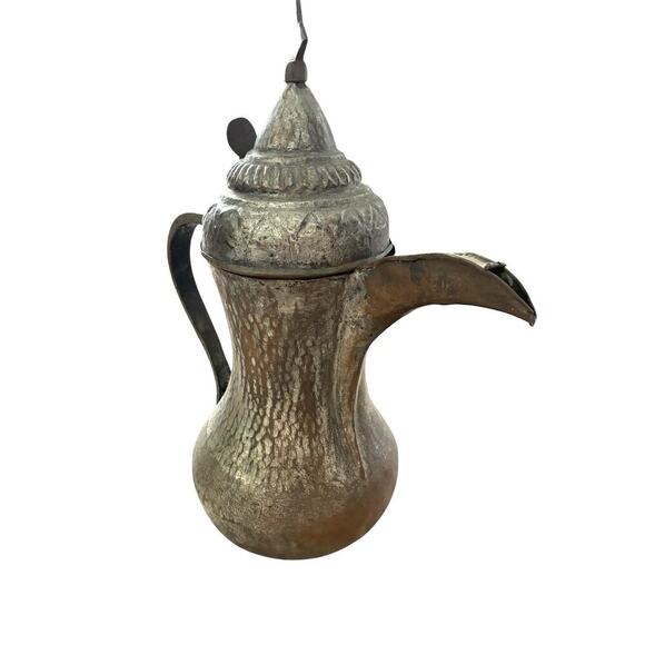 ISLAMIC ANTIQUE ARABIC COPPER & BRASS Handmade COFFEE POT HUGE DALLAH 17” Tall - Picture 7 of 12